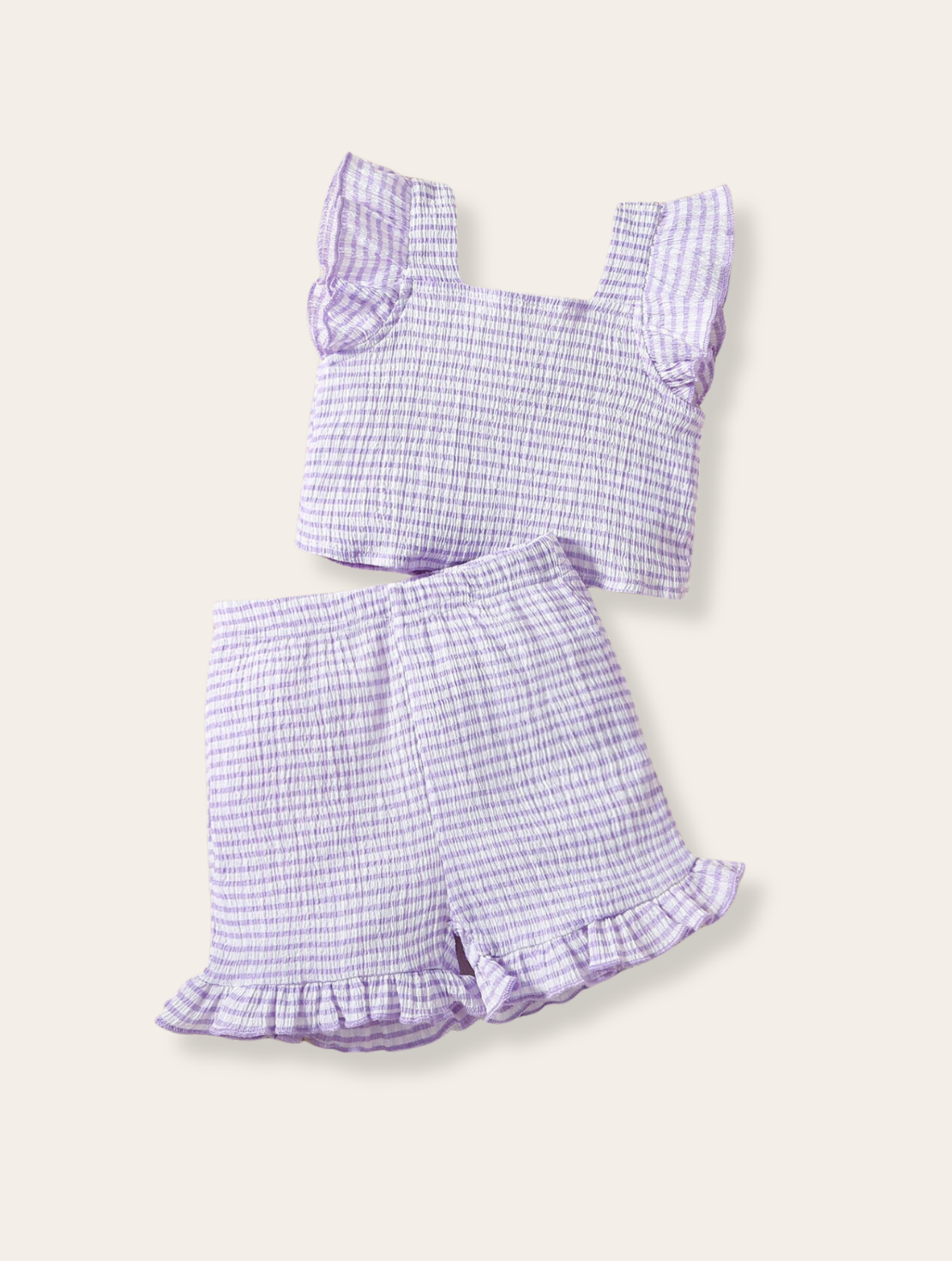 Setje - Lila ruffle check