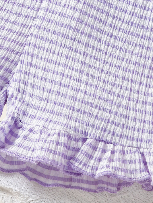 Setje - Lila ruffle check