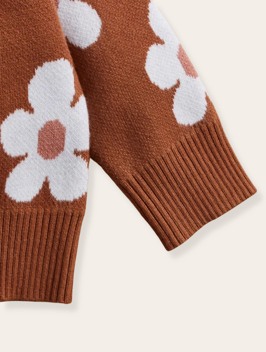Sweater - Bloemen Roestbruin