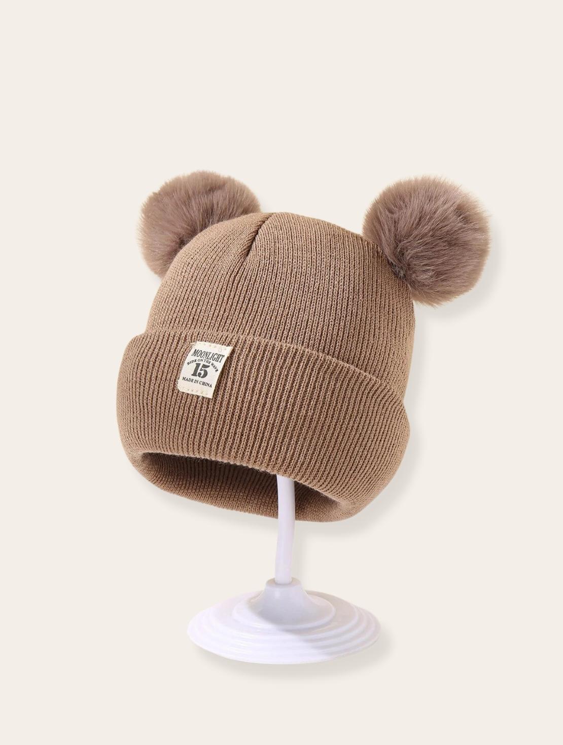 Mutsje - Bruin pompoms