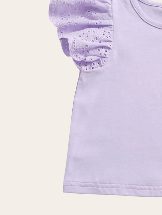 Shirtje - Kanten mouwtje lila