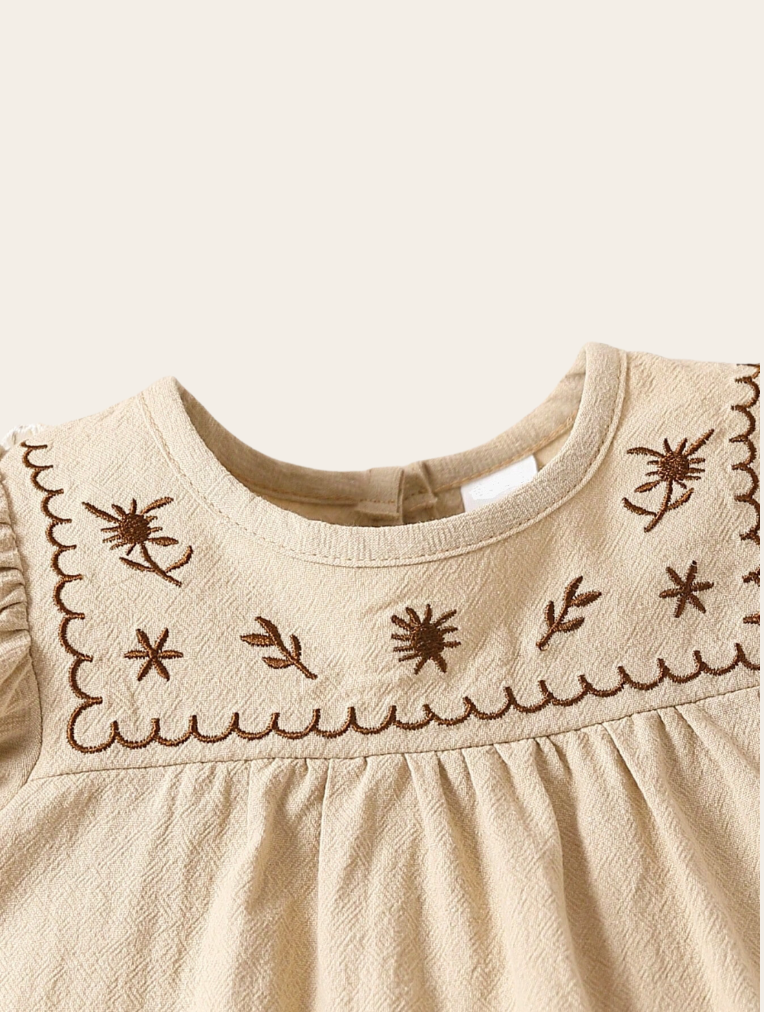 Setje - Beige ruffle embroidery