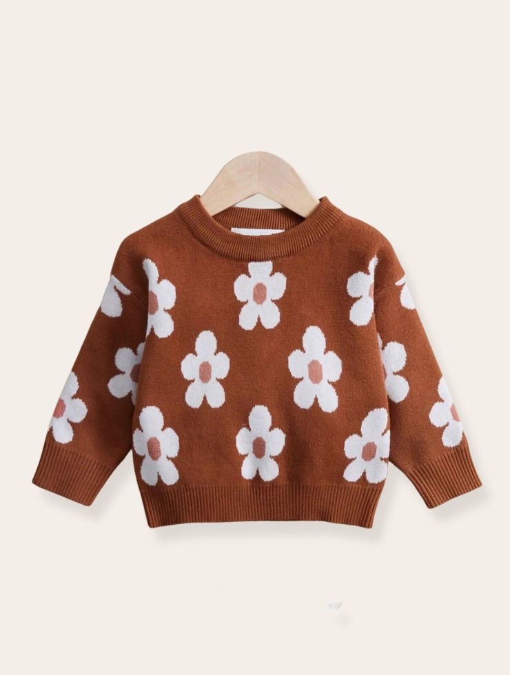Sweater - Bloemen Roestbruin