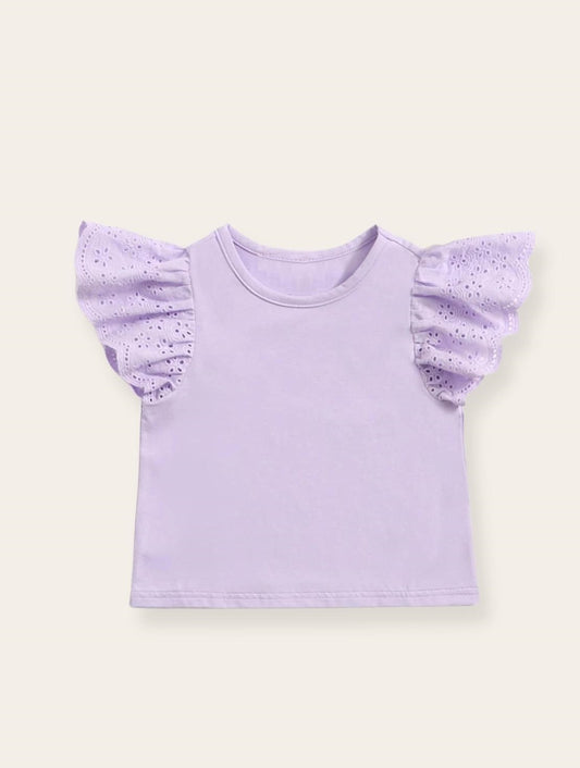 Shirtje - Kanten mouwtje lila
